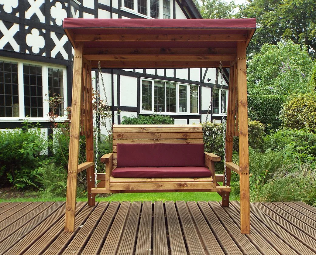 HB133B - Dorset Two Seater Swing Burgundy - Image 3