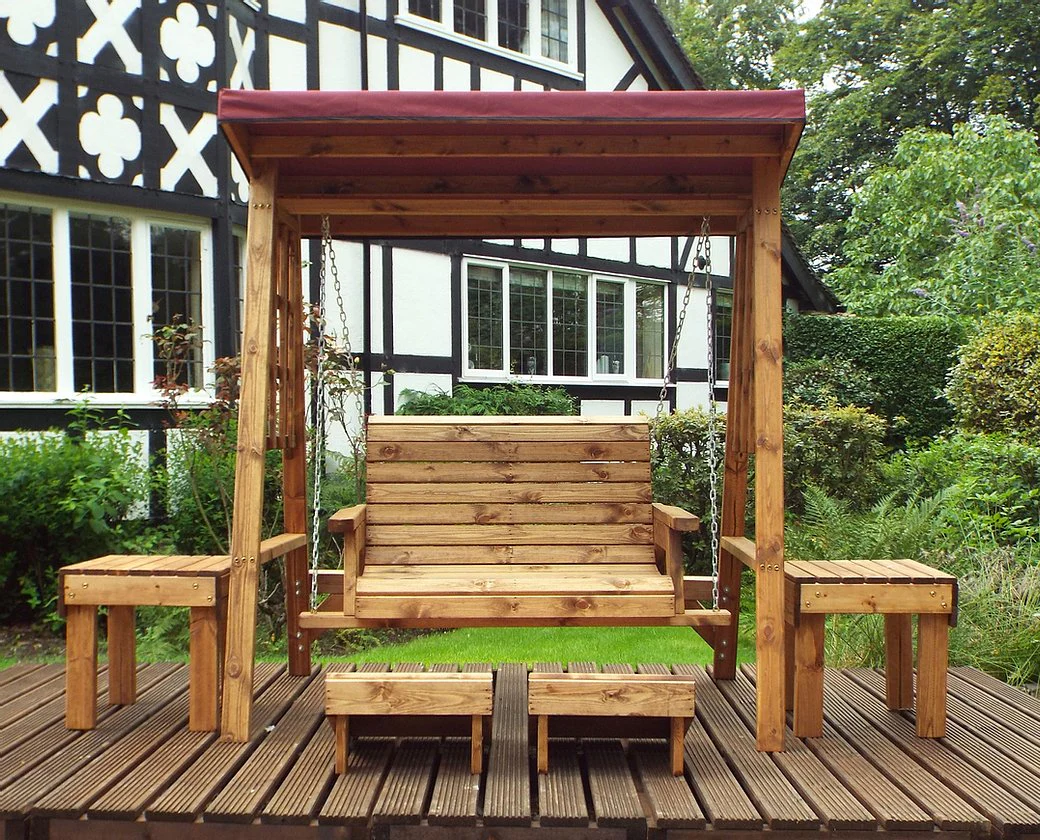 HB133B - Dorset Two Seater Swing Burgundy - Image 5