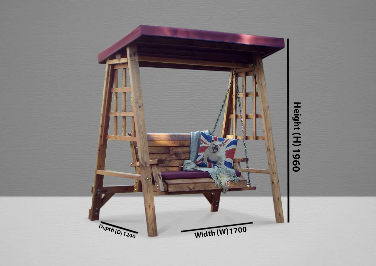 HB133B - Dorset Two Seater Swing Burgundy - Image 6