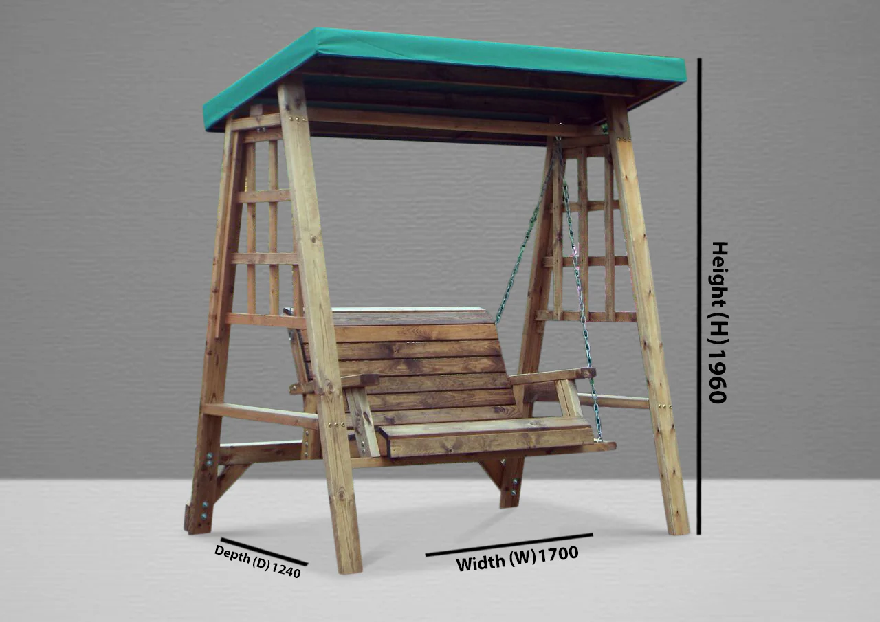 HB133G - Dorset Two Seater Swing Green - Image 6