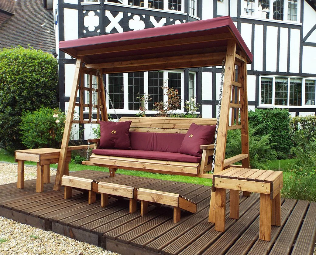 HB134B - Dorset Three Seater Swing Burgundy - Image 3