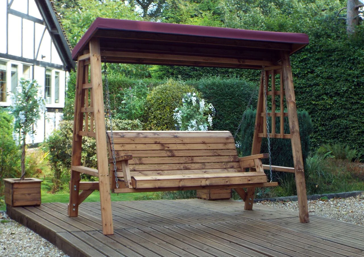 HB134B - Dorset Three Seater Swing Burgundy - Image 4