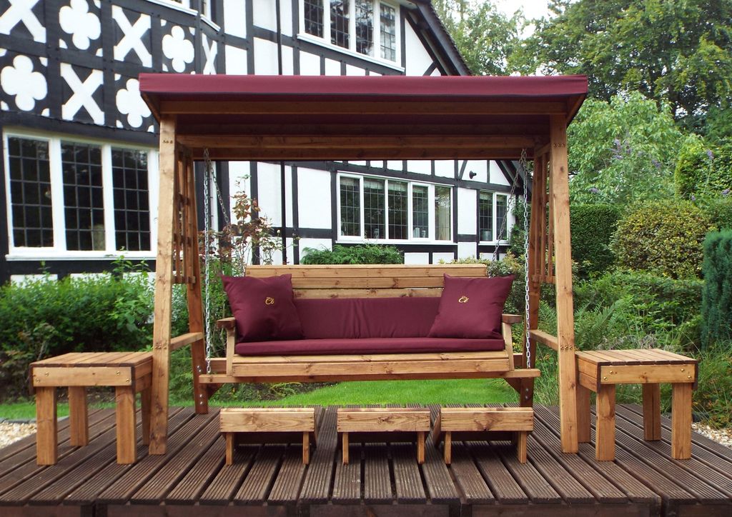HB134B - Dorset Three Seater Swing Burgundy - Image 6