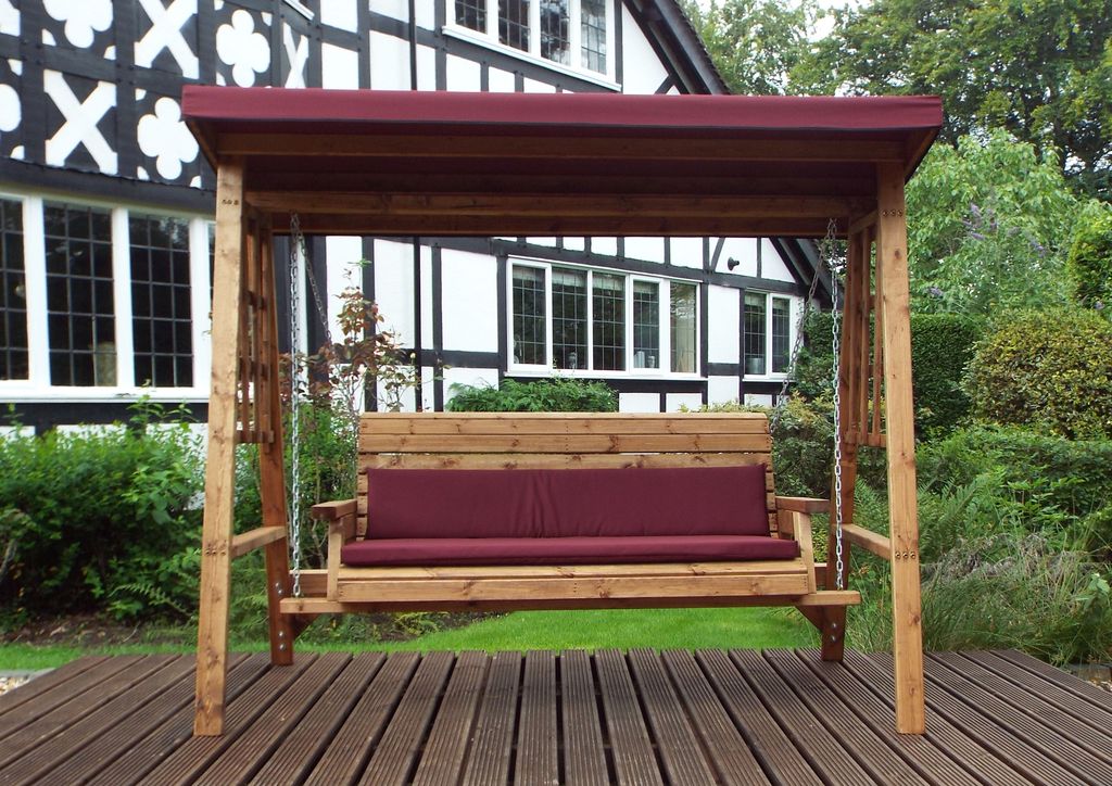HB134B - Dorset Three Seater Swing Burgundy - Image 7