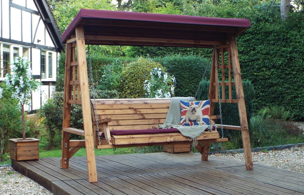 HB134B - Dorset Three Seater Swing Burgundy - Image 8