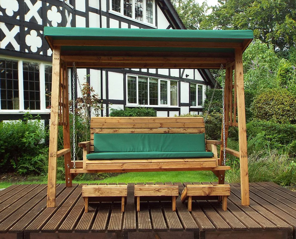 HB134G - Dorset Three Seater Swing Green - Image 3
