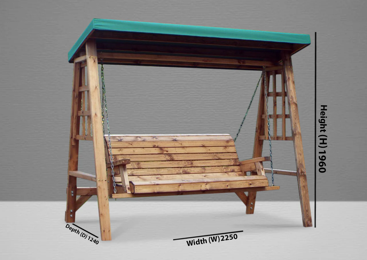 HB134G - Dorset Three Seater Swing Green - Image 6