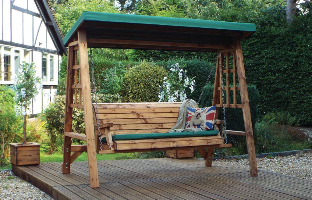 HB134G - Dorset Three Seater Swing Green - Image 7