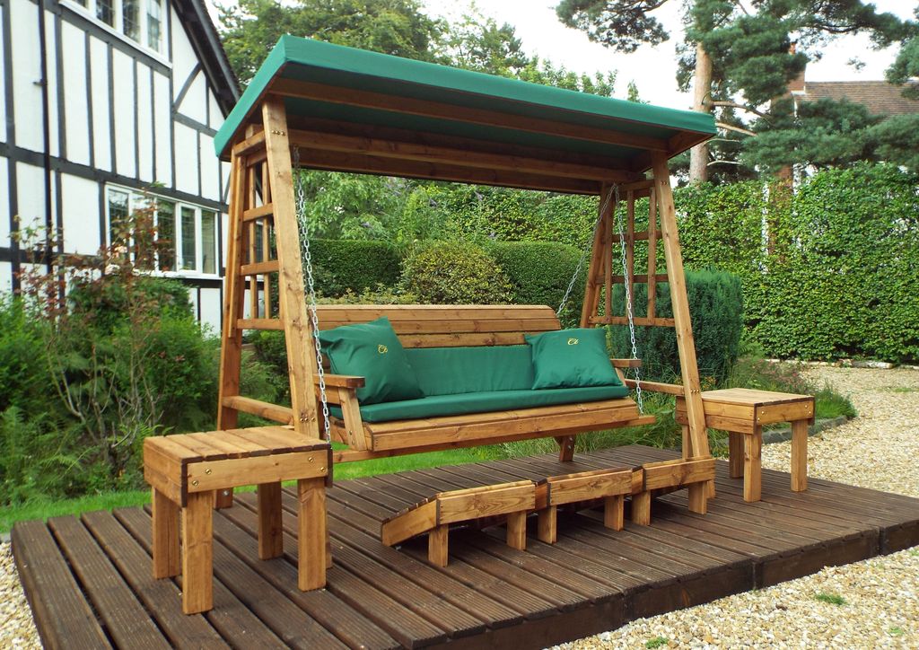 HB134G - Dorset Three Seater Swing Green - Image 9